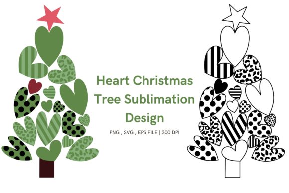 Download Heart Christmas Tree Sublimation Design - Sublimation design Collection